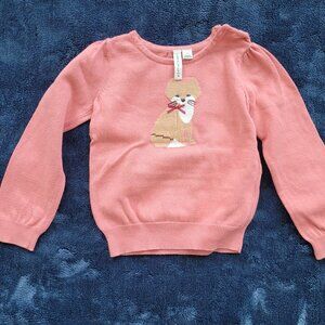 Janie and Jack Long-Sleeve Sweater, Pink with Brown Fox, Little Girls, Size 4T